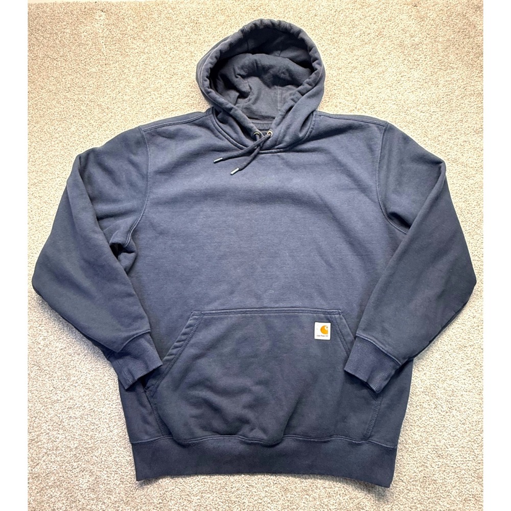 Carhartt Rain Defender Hoodie Mens Large Navy Blue Original Fit Pullover